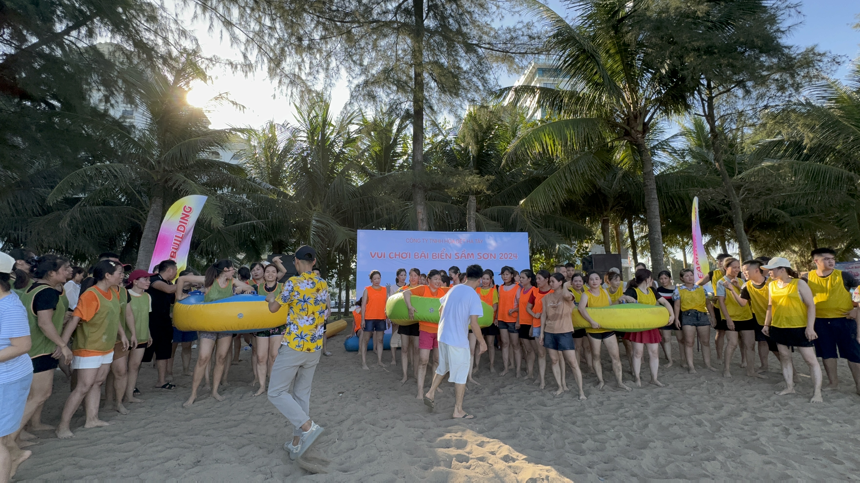 Colorful teams gathered before an afternoon of fun, movement and shared laughter.